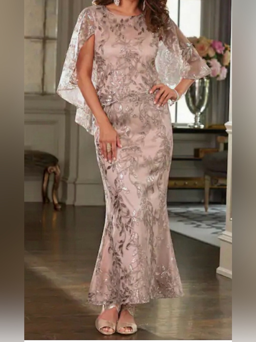 BRIANNA Formal Gown  size  6 Dress CAPELT Pink SEQUINS Lace
